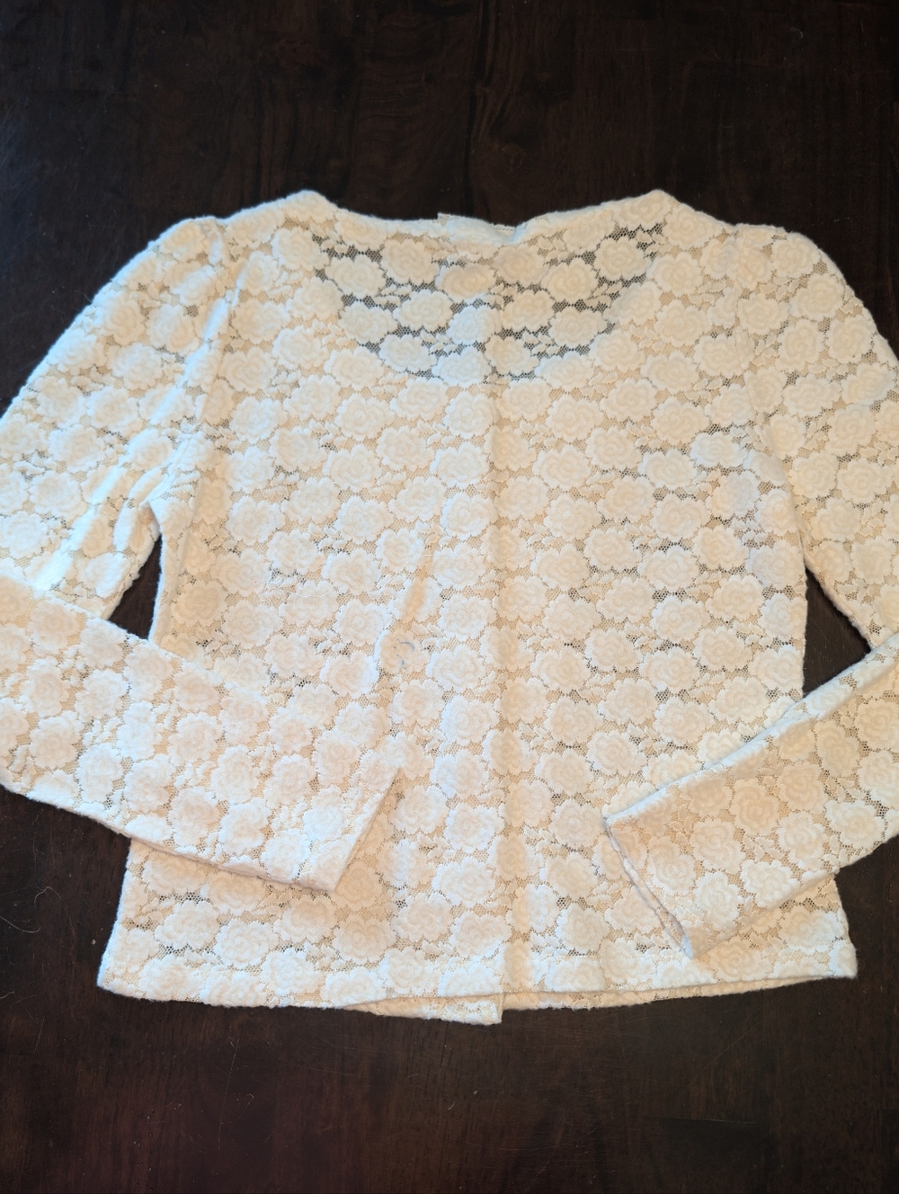 A'Reve By Anthropologie Cream Lace Beaded Cardigan Sweater Sweet Cute cropped